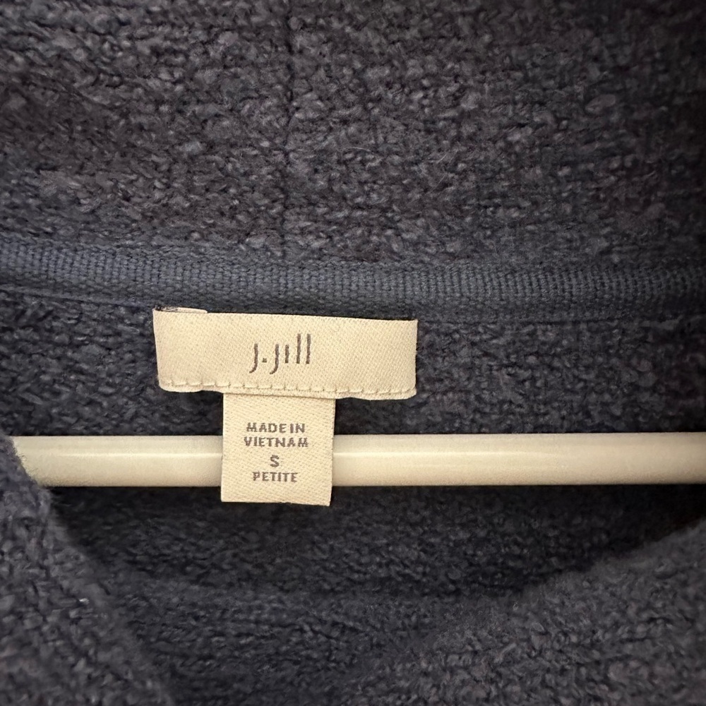 J JILL S Blue mock neck woman exaggerated neck coastal grandma corpcore sweater - Picture 4 of 12